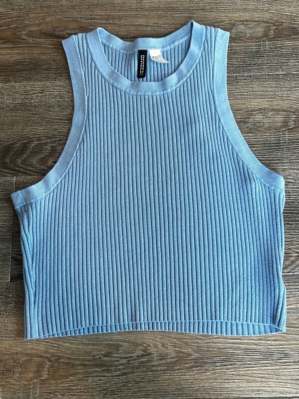 H&M Light Blue Ribbed Cropped Tank Top